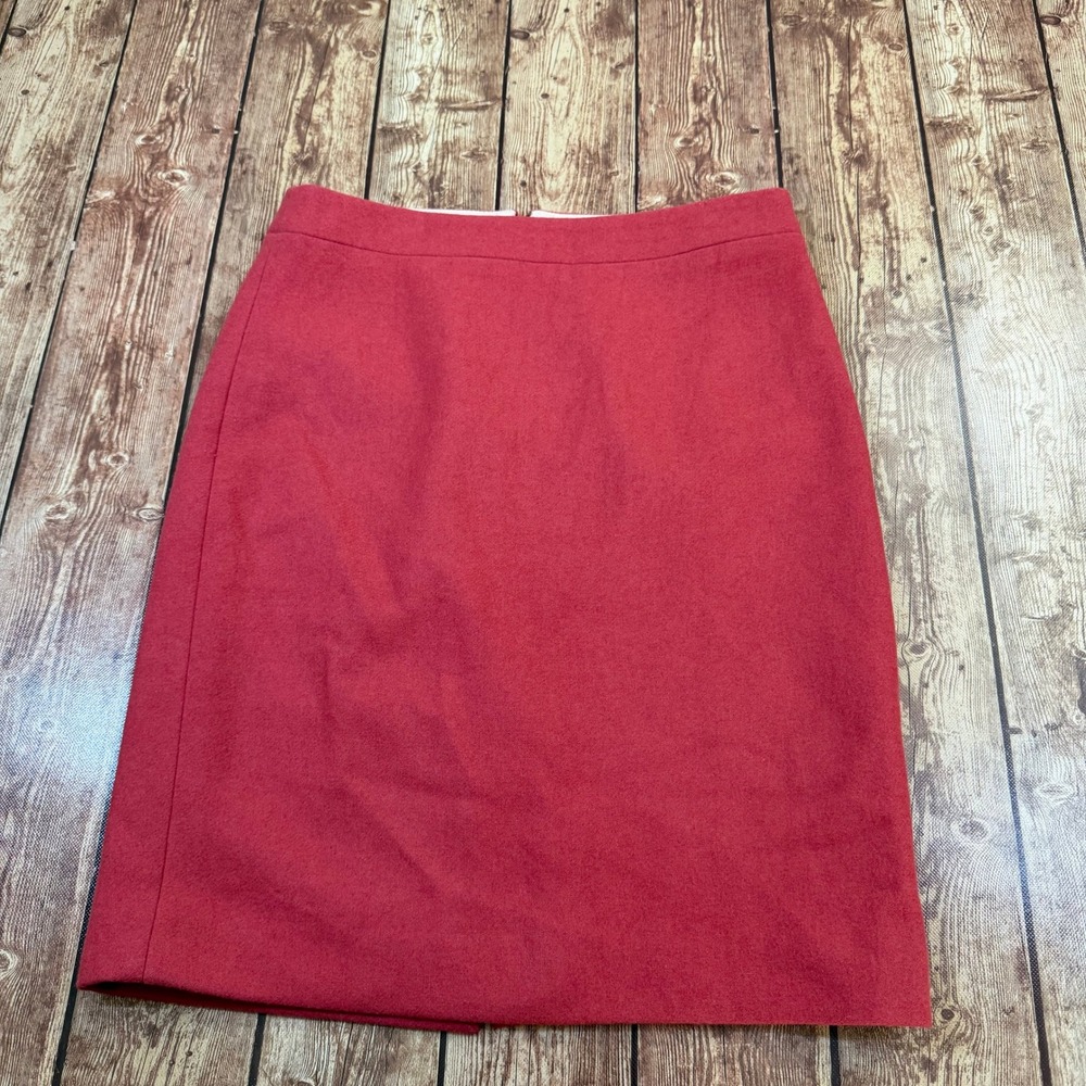 J.Crew The Pencil Skirt Womens Size Two Red Wool Blend Lined Back Vent